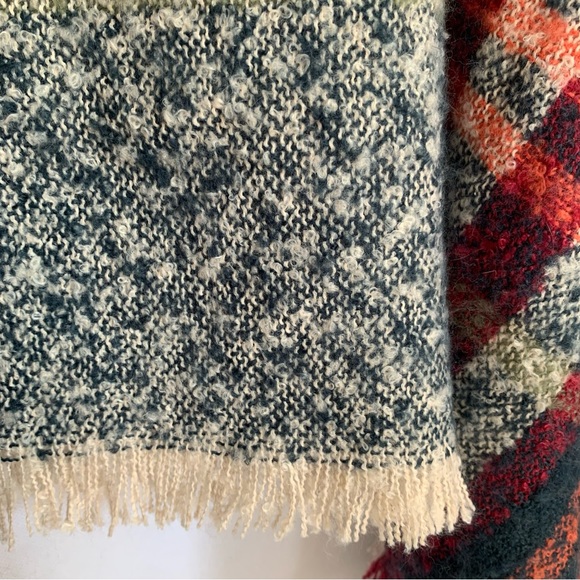 NEW Tara Cozy Boho Plaid Turtleneck Pullover Poncho Fringe - Picture 6 of 14